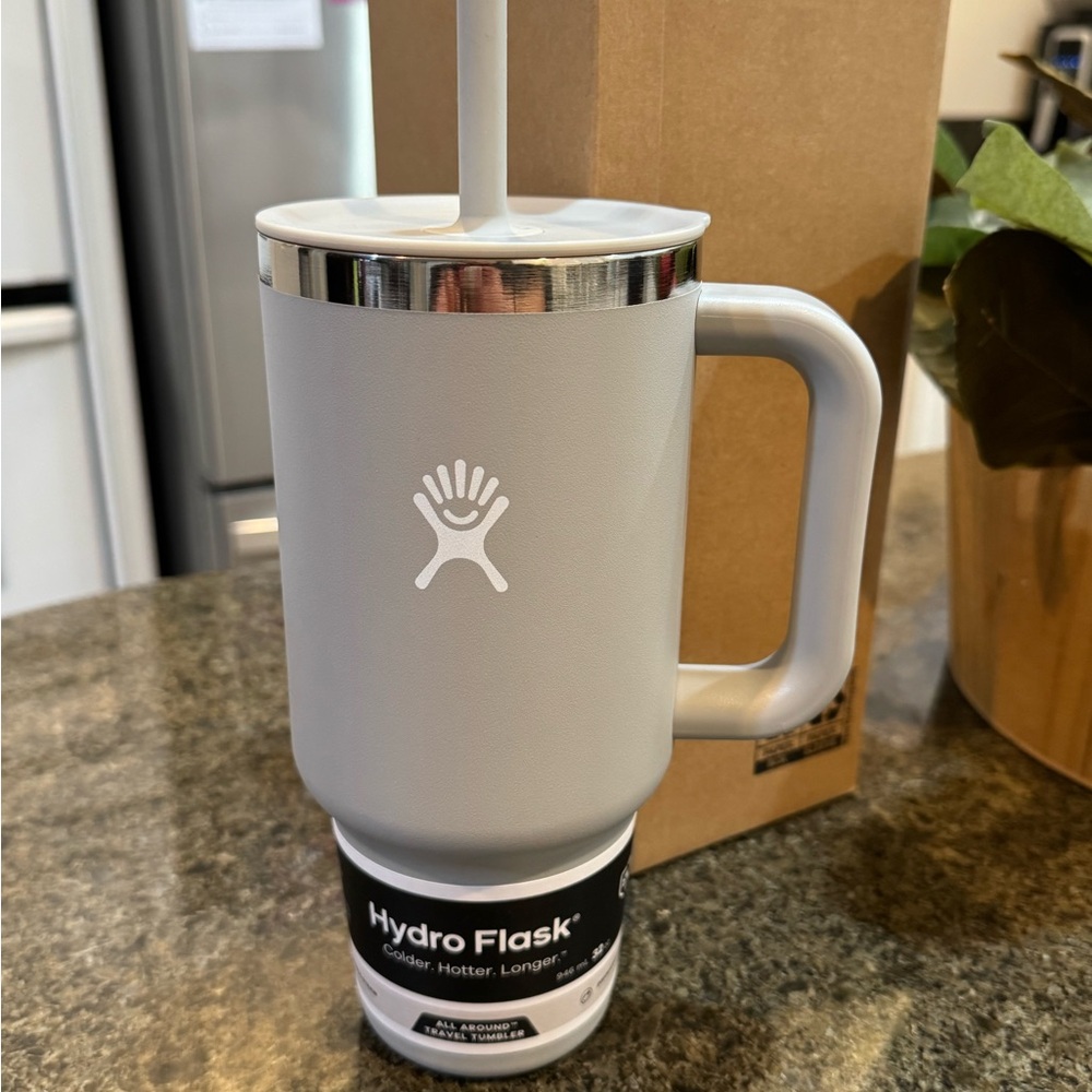 Hydro Flask Silver and Gray Tumbler with Handle